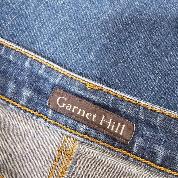 Garnet Hill 16 Denim Skirt Knee Length Front Slit Patch Pocket Medium Light Wash - Picture 4 of 6